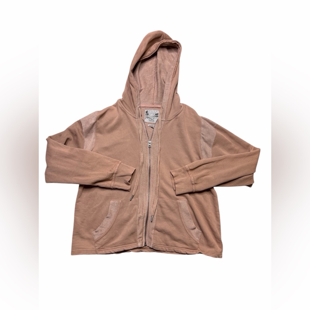 🌸 C&C California Lightweight Zip Hoodie 🌅 Blush Pink Size Large